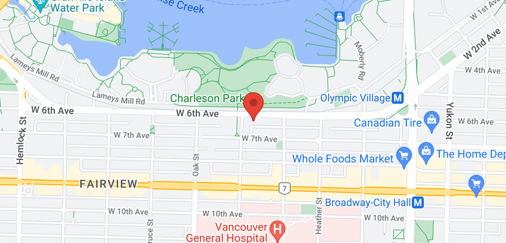 map of 102 874 W 6TH AVENUE